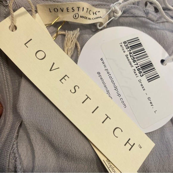 Lovestitch X Petal & Pup | NEW Tanya Beaded Maxi Dress in Grey Size L - Picture 11 of 12